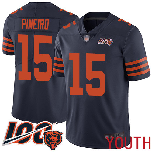 Chicago Bears Limited Navy Blue Youth Eddy Pineiro Jersey NFL Football 15 100th Season Rush Vapor Untouchable